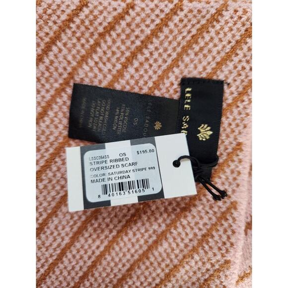 NWT Lele Sadoughi Oversized Two-Tone Pearl Stripe Scarf 97.5"L x 15"W - Picture 13 of 13